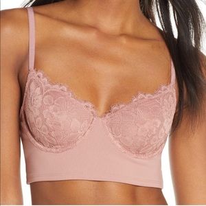 NWT Free People Bianca Long Bralette Vintage Rose